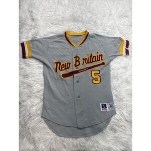 Vintage 80's Russell Athletic Baseball Jersey Mens 42 New Britain #5 USA Made